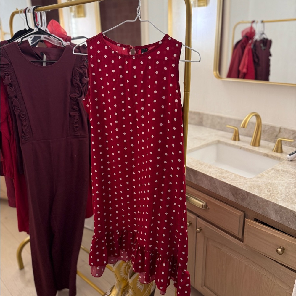 Red Polka Dot Sleeveless Dress